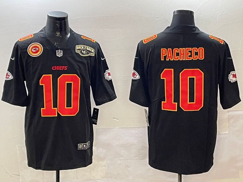 Men Kansas City Chiefs 10 Pacheco Black 2025 Nike Vapor Limited NFL Jersey style 2096